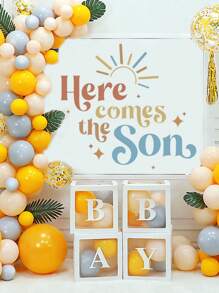 1pc "Here Comes The Son" English Quote Baby Shower Arch Backdrop, Gender Reveal Party Decoration Room Decor Home Decor Stickers Wall Stickers Wall Decor