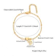 1 chiếc vòng tay dây hạt bằng thép không gỉ mạ vàng, kiểu dáng tối giản, hình trái tim thiên thần, dành cho nữ. - Vàng - Xem 2