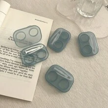 1PC/2PCS/5PCS Retro Chic Candy Color Mini Contact Lens Case Color Contact Lens Case Set With Mirror Compact Portable Immersion Storage Set Eye Contact Lens Color Contact Lens Case
