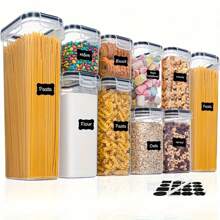 5/7/10/12/15/18/24/30 Pieces Sealed Food Storage Containers With Lids - Plastic Kitchen Storage Containers For Organizing And Storing Cereals, Rice, Pasta, Flour And Sugar With Labels And Pens Included.
