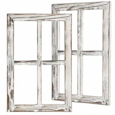 1 Stück rustikaler weißer Holzfensterrahmen Deko, Wandhängend Fensterläden im Landhausstil