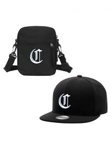 2pcs/Set Unisex 26 Letter Printed Baseball Cap & Portable Chest Bag Set, Outdoor Street Fashion Casual Adjustable Hat, Suitable For Spring, Summer Everyday, Outdoor Camping, Birthday, Father's Day Gift