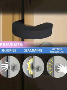 1/3/5Pcs Door Jam Guard & Door Stopper. Door Cushion, Door Buddy, Finger Pinch Guard Device, Anti-Slam Door Stopper, Finger Protector - Finger Protector, Keeps Door Open Gifts Birthday Graduation - Black - View 2