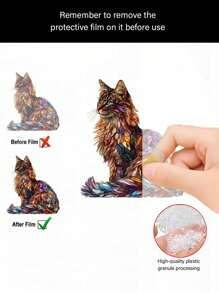 2D Flat Print 1 Piece Colorful Maine Cat Sun Catcher (19cm/7.48in) - Vintage Style 2D Acrylic Fresco With Geometric Design, Interior Hanging Decoration For Bedroom And Living Room, Ideal Cat Lovers Gift