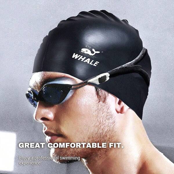 1pc Whale Shaped Silicone Swimming Cap, Unisex Waterproof And Stretch Swim Cap For Long Hair, Cross-Border Import