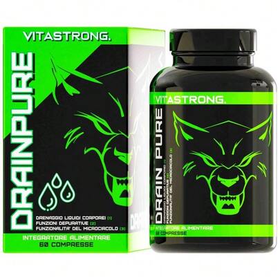 Vitastrong Drenante Forte Dimagrante Drain Pure Giorno – Complesso 9 Ingredienti Premium con, Depurativo e Diuretico, 60 Compresse Vegane
