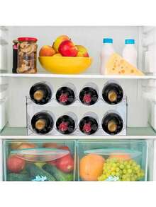 Estante apilable de plástico para botellas de agua, organizador de almacenamiento de alimentos para gabinete de cocina, refrigerador, sostiene botellas de hasta 40 onzas