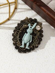 1 pieza Elegante broche de conejo decorativo hecho a mano de aleación, joya floral elegante, pin regalo para mujeres, adecuado para uso diario