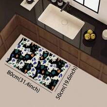 1 pieza Alfombra suave de cocina, Felpudo lavable antideslizante, Alfombra camino, Felpudo, Juego de alfombrillas de baño, sala de estar, lavandería, Alfombra de área, Decorativa apta para cocina, sala de estar, entrada, balcón, decoración del hogar, anti-suciedad, cafetería, bar, fiesta, regalo festivo, Alfombra de piso de dormitorio, Alfombra de baño, Decoración de habitación, Decoración de cocina, Diseño de reno en marco azul y blanco a rayas de fondo colorido