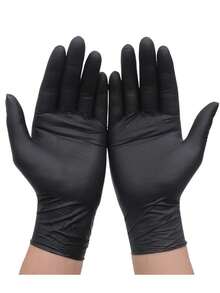 4/20/50/100pcs Disposable Nitrile Gloves, Durable Elastic Multi-Purpose Household Cleaning Shield, Waterproof For Kitchen, Tattoo, Hair Dye, Salon, Pet Care (Black) - Powder-Free, Waterproof, Ambidextrous - Black - View 21