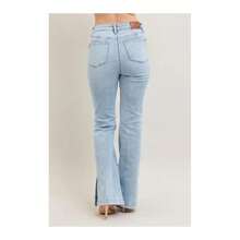 Full Size Tummy Control Vintage Wash Side Slit Slim Boot Jeans Plus Size