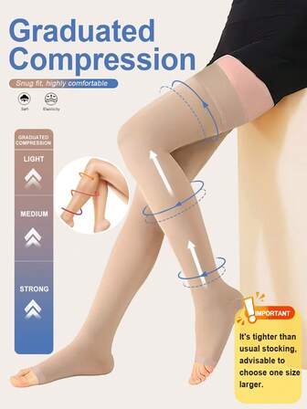 Unisex Compression Socks Knee High No Toe Graduated Support Socks Silicone Grip For Running Sports Yoga Travel, Cozy