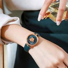 Versace Women's Classic Leather Strap Quartz Watch With Rose Gold Stainless Steel Case For Ladies' Elegant Gift Wrist Watch,VECQ00318 - Green - View 8