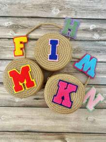 1 Personalized Custom Bride Straw Woven Shoulder Bag, Letter Custom Woven Wallet, Colorful Letter Wedding Vacation Wallet, Honeymoon Bride Custom Gift Party Supplies, Wedding Gifts