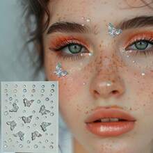 Adesivo de joia facial com design de estrela azul para decoração de strass, suprimentos para fãs de concertos estilo INS, decoração de joias acrílicas