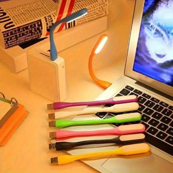 1 pieza Luz de noche LED USB para escritorio, lámpara portátil de protección ocular para computadora/dormitorio, mini luz de lectura con banco de energía para carga