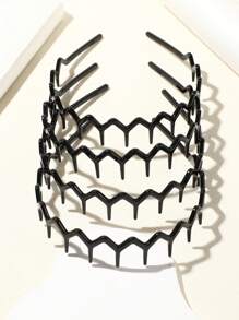 4 Peças Tiara de Cabelo Preta com Dentes Ondulados, Simples, Anti-Deslizante, Adequada para Lavagem de Rosto e Cuidados com o Cabelo, Acessórios de Cabelo Unissex, Tiara em Zigue-Zague