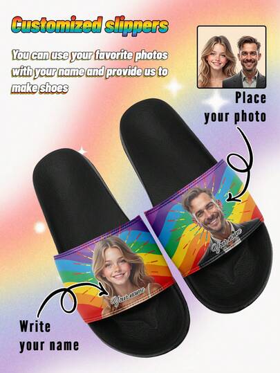 Customizable Pride Month Portrait 3D Printed Anti-Slip Lightweight Slippers, Suitable For Indoor, Outdoor And Garden Wearing