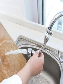 1 件创意 360° 可旋转水龙头延长器，带 2 种模式 - 加长、旋转、防溅喷嘴，用于升级厨房节水，厨房水龙头延长管 - 銀色 - 查看 5