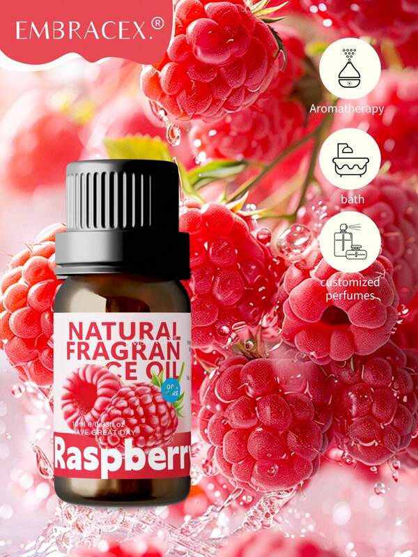 EMBRACEX. 10ml Himbeer Parfüm Ätherische Öle Aromatherapie Öl für Diffuser, Luftbefeuchter, Aromatherapie Lampen/Holz/Steine, Auto-Diffuser, Lufterfrischer und Aromatherapie Öl Nachfüllungen. Kann als Geschenk zu Feiertagen wie Muttertag, Valentinstag, Abschluss oder Geburtstag verwendet werden. --wasserlöslich