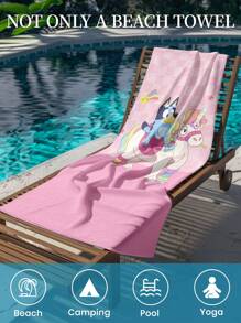 Bluey 1pc Bluey Beach Towel, Unicorn And Bluey Pattern Swim Towel, Bath Towel, Fashion Style Beach Towel, Super Absorbent Bath Towel For Bathroom, Swimming, Fitness, Yoga, Soft And Comfortable Microfiber Towel, Lightweight And Portable, Wind And Sun Protection, Sandproof For Summer Travel, Vacation Holiday Bathroom Decor,Recommend Regular Sizes And Larger Sizes, (35*75cm Small Size Towel,150cm Or Above Recommended)