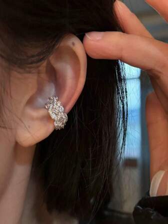 1 pièce Boucle d'oreille clip d'oreille unique en cuivre incrusté de zircone de haute qualité sans perçage pour femmes