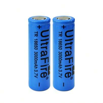 2pcs 18650 Rechargeable Battery 3.7V Flat Top 3000mAh Power Batteries Cell Li-Ion For Doorbell, Flashlight, Fan