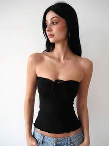 Women Neck Hanging Fashion Tank Top, Suitable For Summer - Black - View 3