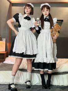 Uniforme de criada estilo lolita británico clásico, disfraz de camarero/a de anime/cómic para cosplay, café y Halloween