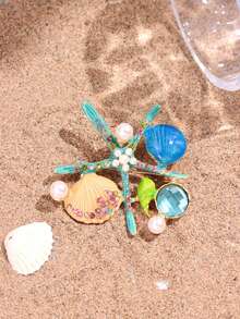 1 件珐琅滴漆白色仿珍珠彩色锆石贝壳海星金属胸针，衬衫装饰，西装背包学校办公室配饰衬衫夹克珠宝圣诞节万圣节衣服别针有趣可爱的教师礼物万圣节配饰教师节