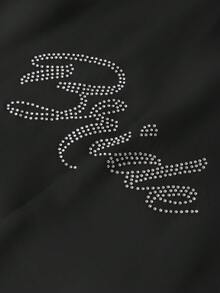 1PC Wedding Bridal Bridal Tinted Robe Silk Robe Wedding Makeup Advanced Dressing Gown Suitable For Hotels, Wedding Parties, Protective Party Wear Back To School - Black Bride - View 4