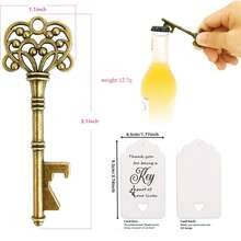 10/20/30/50 件复古骷髅开瓶器，配有伴娘卡标签和钥匙扣，乡村婚礼礼品装饰品，新娘送礼会宾客礼物（青铜色） - 銅色 - 查看 2