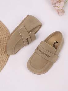 New Kids Hook And Loop Non-Slip Soft Bottom Simple British Retro Flat Shoes, Suitable For Spring And Autumn