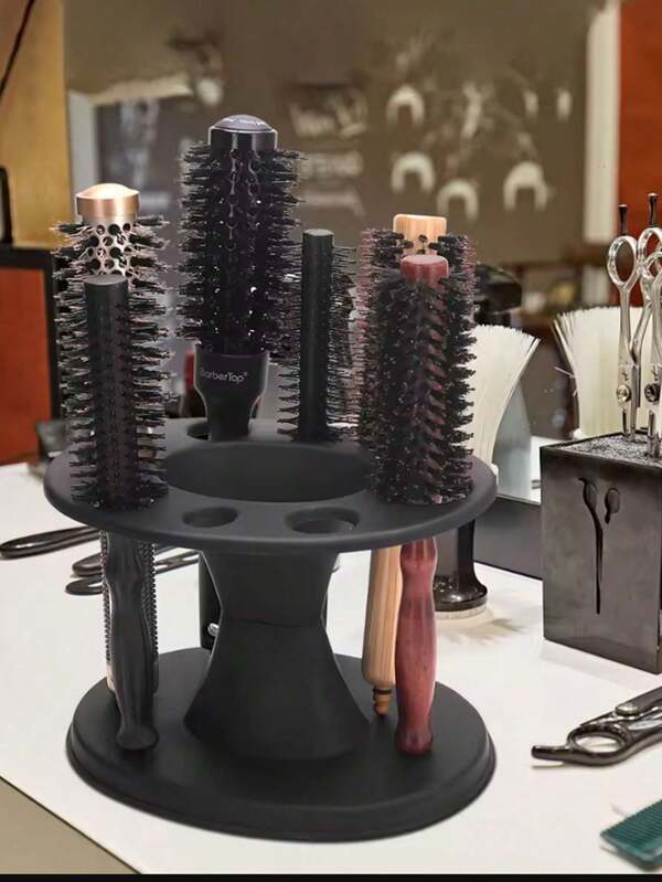 5/2/1 Stück platzsparender Haarorganizer - Schwarz - Hält Keramik-Lockenstäbe, Kämme und Flachbürsten - strapazierfähiges Desktop-Aufbewahrungsregal für Haarsalon-Accessoires und häusliche Kammaufbewahrung, multifunktionaler Desktop-Organizer