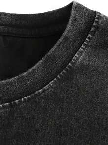 YUANXING Men's Gothic Heavy Metal Graphic T-Shirt - Archangel Michael And The Sword Of Michael Graphic - Retro Dark Gothic Streetwear - 100% Heavyweight Cotton - Machine Washable - Vintage Distressed Wash Finish - Relaxed Fit, Ideal For Concerts And Everyday Wear - Original Design