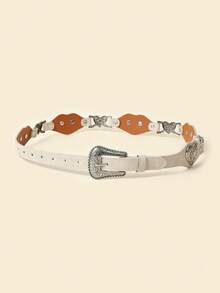 1 pieza Cinturón de mujer con hebilla decorativa con diseño de corazón tallado, estilo vintage bohemio y punk, para moda de cintura, verano, escuela, otoño, Halloween - Empalme - Ver 10