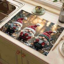 1 Pack Of 3 Santa Claus, Snowman And Snowflake Printed Silicone Coffee Drink Coasters, Anti-Slip & Super Absorbent Washable Drainage Mats For Countertop, Kitchen, Dining Table, Holiday Decor