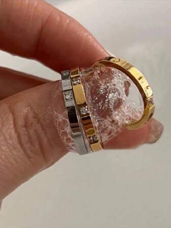 خاتم من الفولاذ المقاوم للصدأ عيار 18 قيراط مرصع بأحجار الزركونيا الاصطناعية، خاتم زوجي للرجال للارتداء اليومي والزفاف