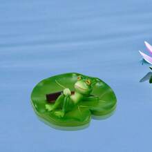 Outdoor Pond Floating Decor Resin Frog/Turtle On Lotus Leaf Fake Animal Garden Statue For Patio Lawns Pool Decorations - Army Green - View 6