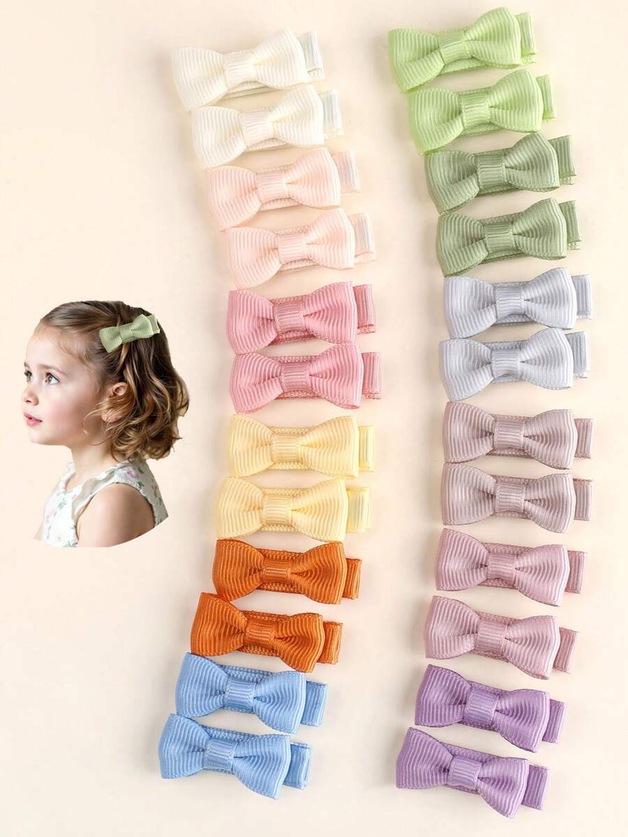 24 Piezas de Lazos de Colores para Niñas Pequeñas, Prendedores con Moños Multicolor, Mini Clips para Coleta, Regalos del Día de San Valentín, Accesorios para el Cabello de Bebés y Niños. - Multicolor - Ver 1