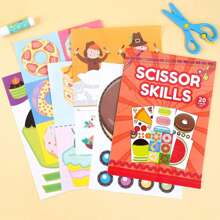 Scissor Skill Activity Book - Food, Princess Cartoon DIY Collage Puzzle, 20 Pcs Fun Paper Cutting For 3-6 Years Old, Creative Handcraft Gift For Boys And Girls, Preschool Paper Cutting, Develop Hands-On Ability (Princess Style, New And Old Cover May Vary But Content Is The Same)