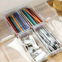 1-5 pezzi di Scatole di stoccaggio per articoli di cartoleria, grande capacità, in materiale PP trasparente, organizer chiaro per forniture artistiche, adatto per matite colorate, pennarelli per acquerelli, penne da disegno (colore casuale), astuccio, custodia per matite, zaino scolastico