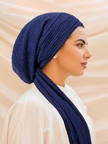 1件新款纯色弹力发带帽，多功能褶皱头巾帽，女士连衣裙适用