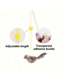 带声音的宠物玩具，鸟形猫玩具，动物印花面料，无需电池，适合猫玩耍，由人造羽毛制成 - 彩色 - 查看 10