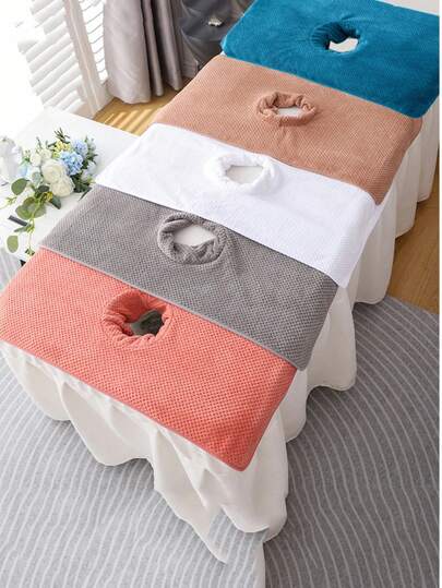 1 Pc Thick Absorbent Spa Towel Massage Sheet Set With Face Hole, Spa Bed Cover Towel For Beauty Salon, Beauty Salon Spa Supplies, Massage Table Bed Cover Towel And Massage Face Rest Cover, Valentine's Day Gift