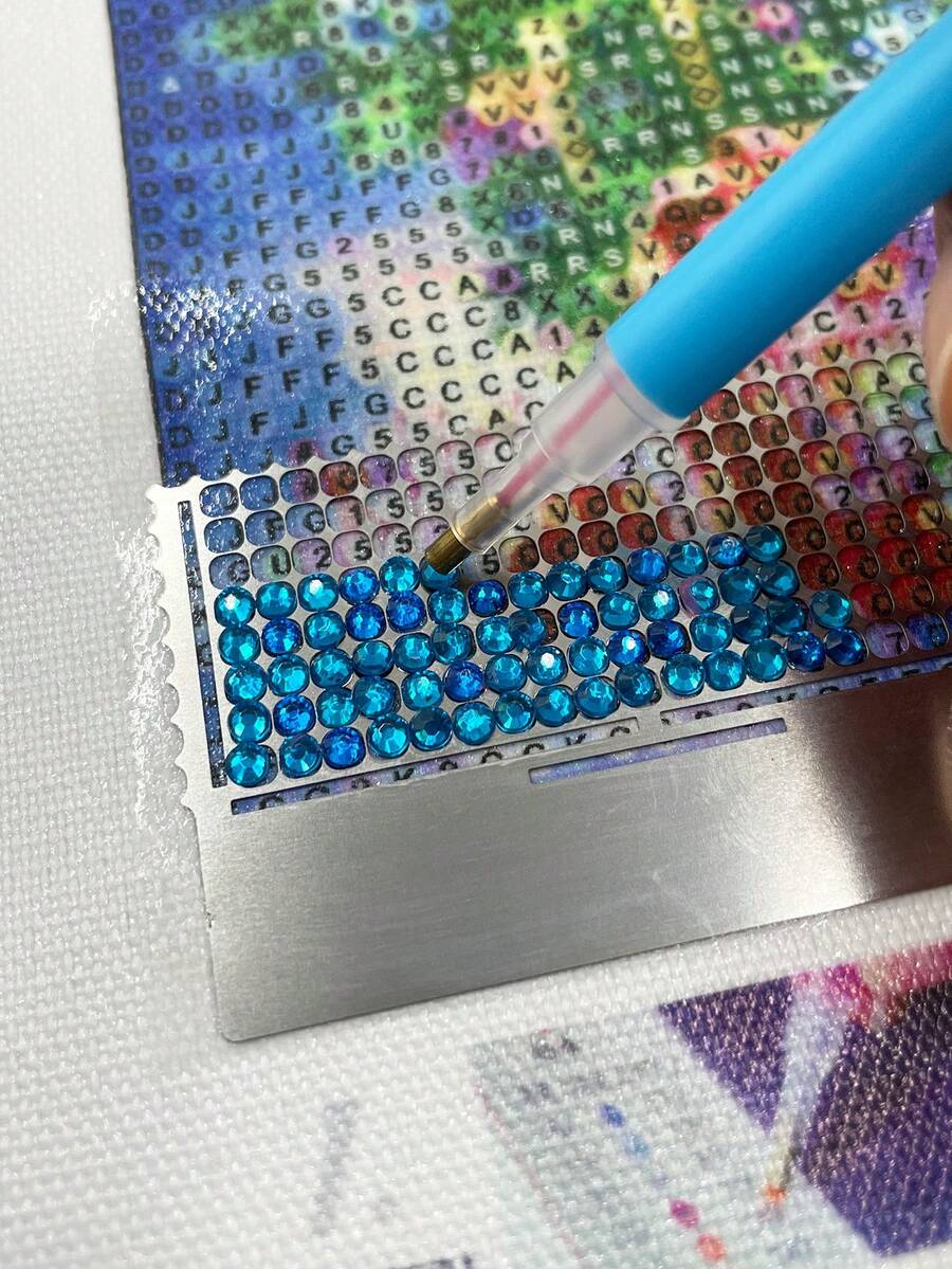 Diamond Painting Tool Ruler - Sewing Supplies Measuring Tape, Diamond Embroidery Tool Ruler, Cross Stitch Drawing Ruler, Round Diamond Cross Stitch Dot Diamond Grid Ruler, Embroidery Tool Accessories - Silver - View 1