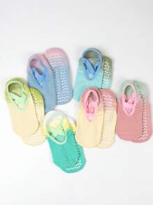 Random 1/2/4/6 Pairs Of Solid Color Women Ankle Socks, Open Back Gradual Change Bound Pilates Yoga Anti-Slip Professional Fitness Sports Socks