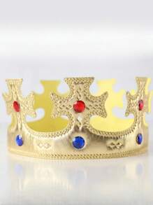 👑 تاج ذهبي للبالغين، قطعة رأس للأمير مرصعة بالراين ، ديكور كيك، تاج لحفلة عيد الميلاد، هدية للأم في عيد الحب، عيد الأم، قطعتان/قطعة