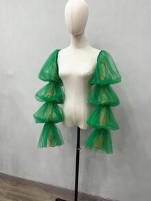 1 cái Tay áo bong bóng lưới màu trắng có 2 dây thun và 4 lớp Vỏ tay áo cưới màu đen cho Halloween Ngày lễ tình nhân Phụ kiện mùa thu - trắng - Xem 20