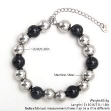 1pc Stretch Stainless Steel Bracelets Gold Sliver Color 2MM 5MM 8MM Stacked Ball Beaded Bracelet For Women Men Jewelry